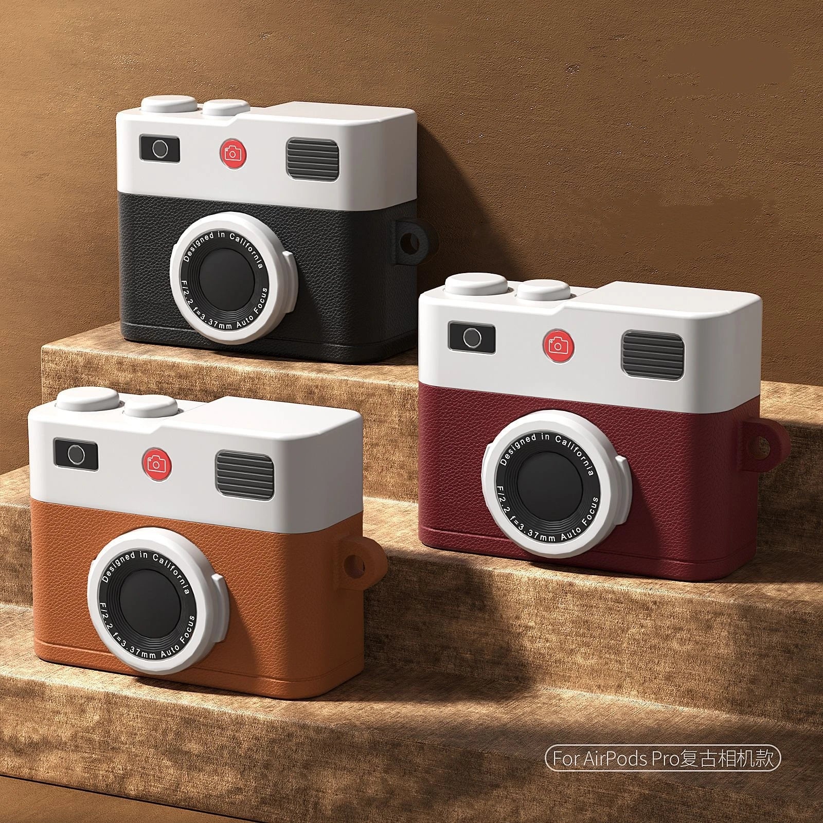 Retro camera design silicone case for AirPods Pro 3
