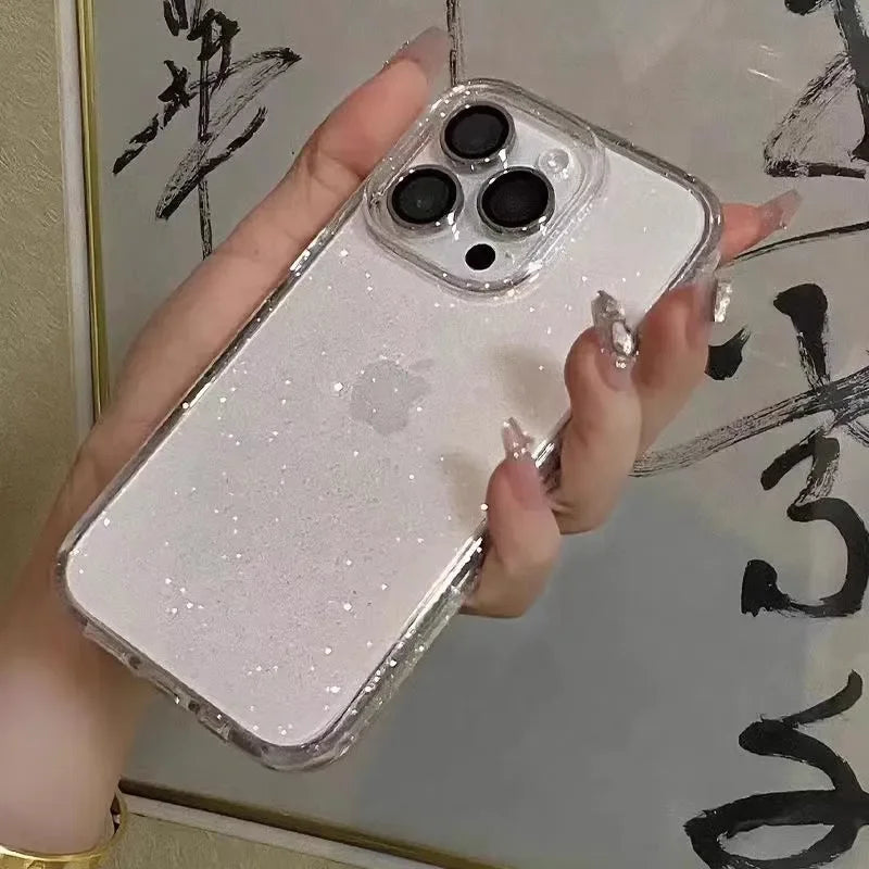 Luxus Bling Glitter klare Handyhülle iPhone 11–16 Pro Max