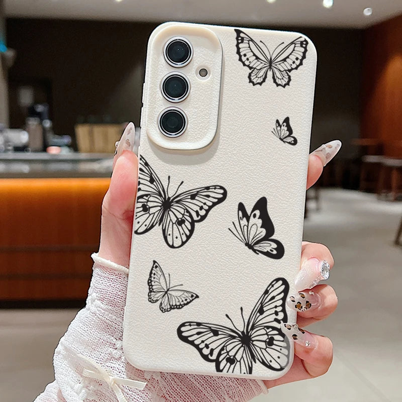 Elegante Schmetterlingshülle mit Leder-Optik für Samsung