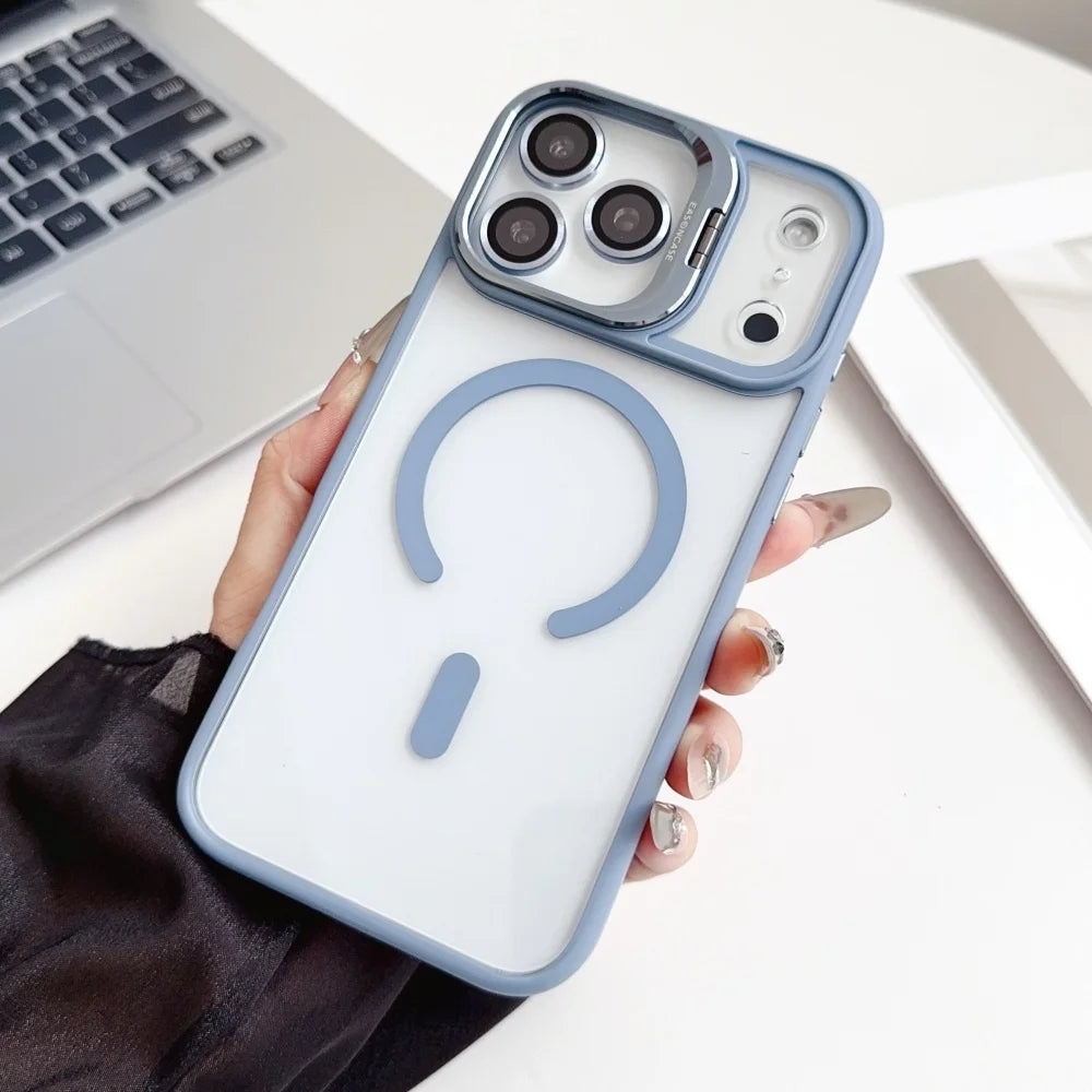 MagSafe Hülle für iPhone 17 Pro Max – Unsichtbarer Ständer, Kameraobjektivschutz, Transparent