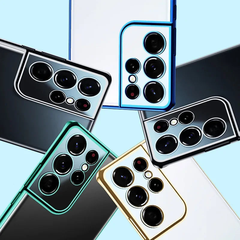 Klare Handyhülle mit glänzendem Rahmen für Samsung