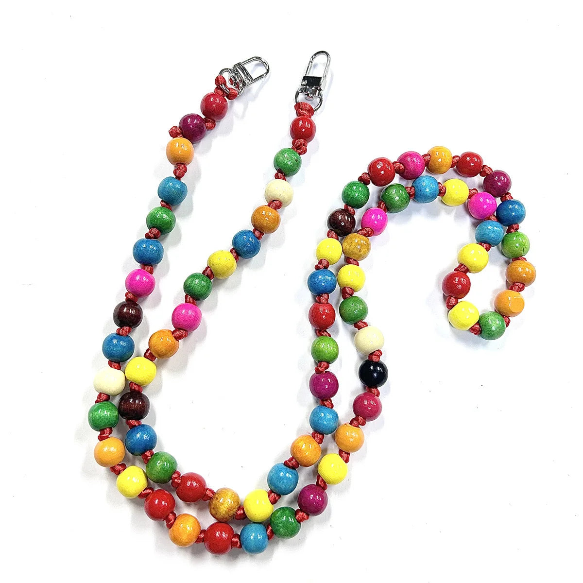 Langes Telefon Lanyard mit Holzperlen und Clip