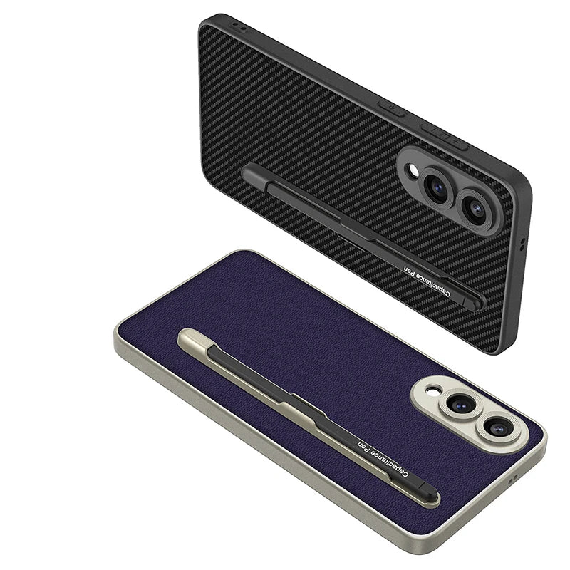 Carbon Leder Hülle mit Stift für Galaxy S25 Ultra