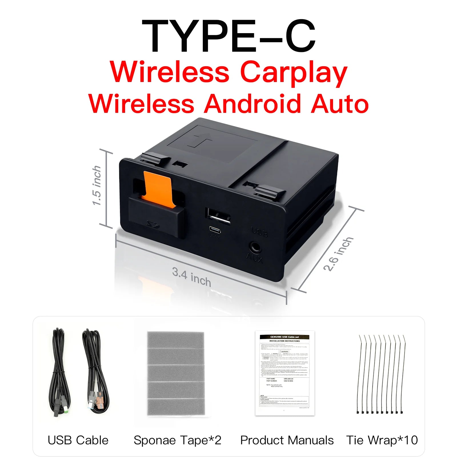 Wireless Type-C CarPlay Android Auto Adapter Mazda