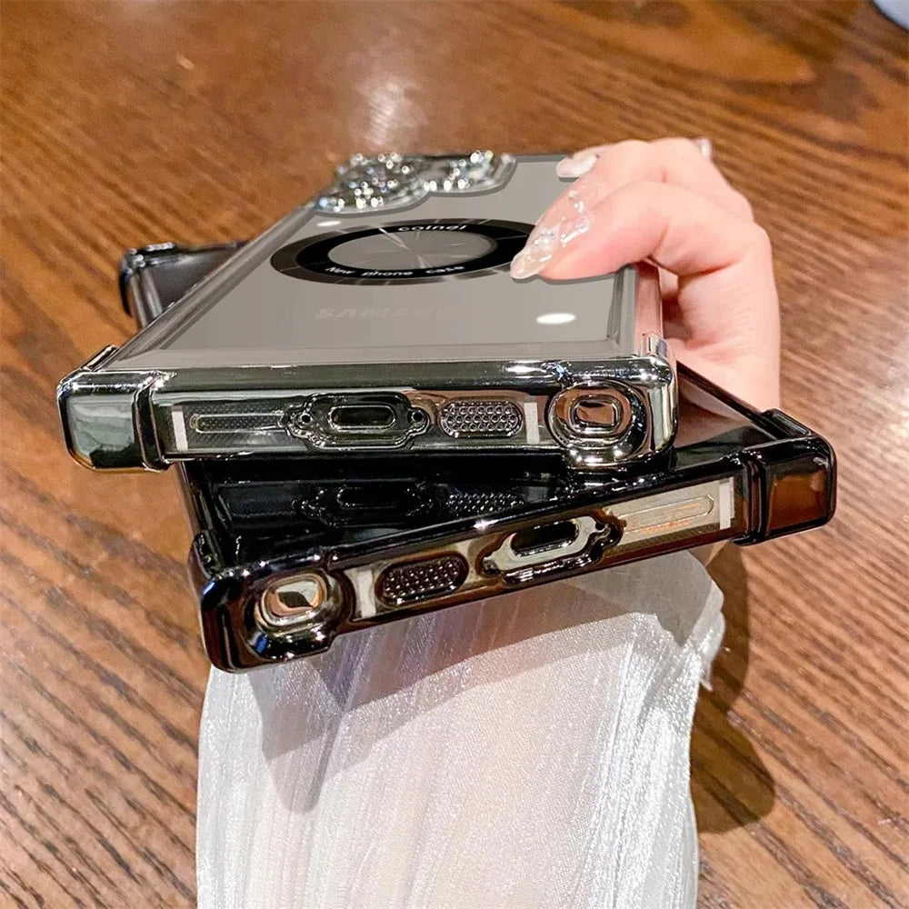 Plating Magsafe Clear Hülle für Samsung Galaxy S25