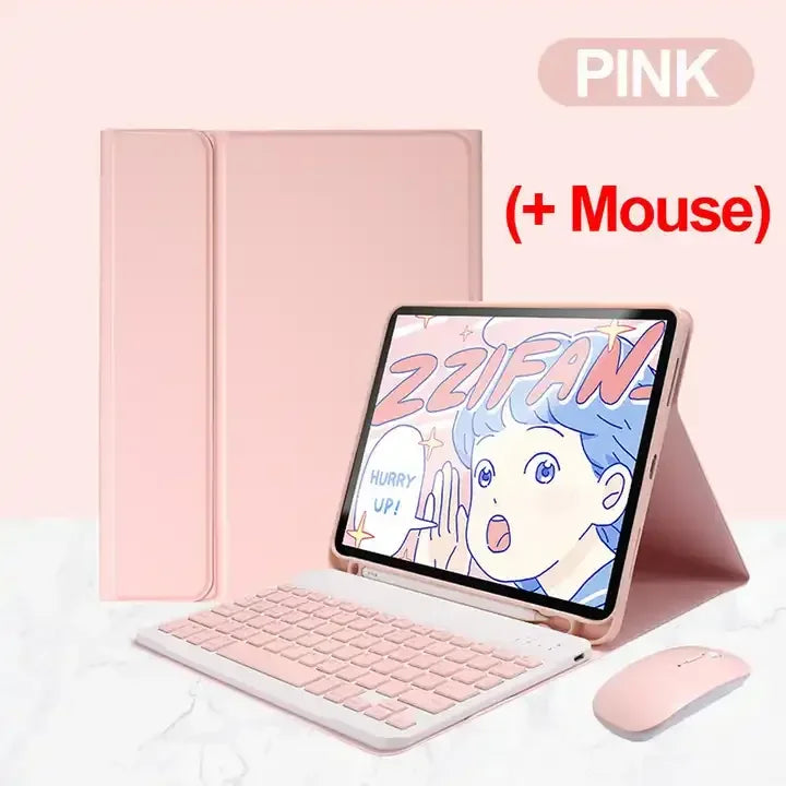 Bluetooth Tastatur & Maus mit Lederhülle für iPad 9.7–12.9 Zoll – Magnetisch & Stoßfest