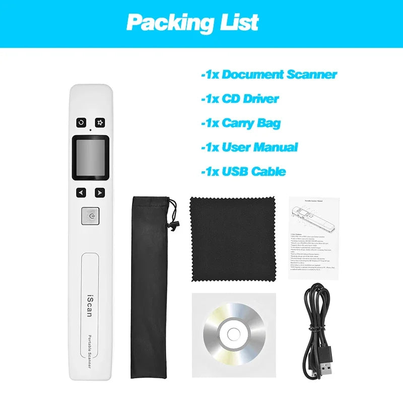 Tragbarer iScan Foto-Dokumentenscanner 1050 DPI WiFi