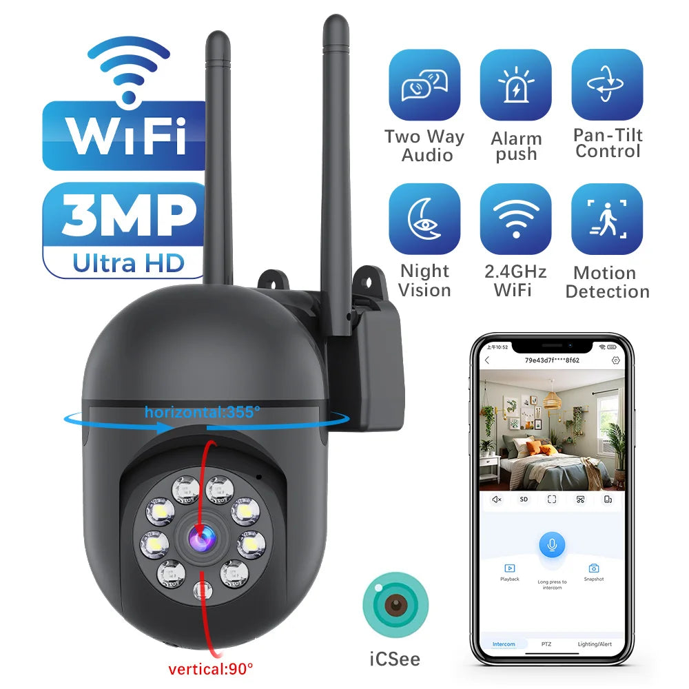 3MP WLAN Außenkamera mit Bewegungserkennung und Audio