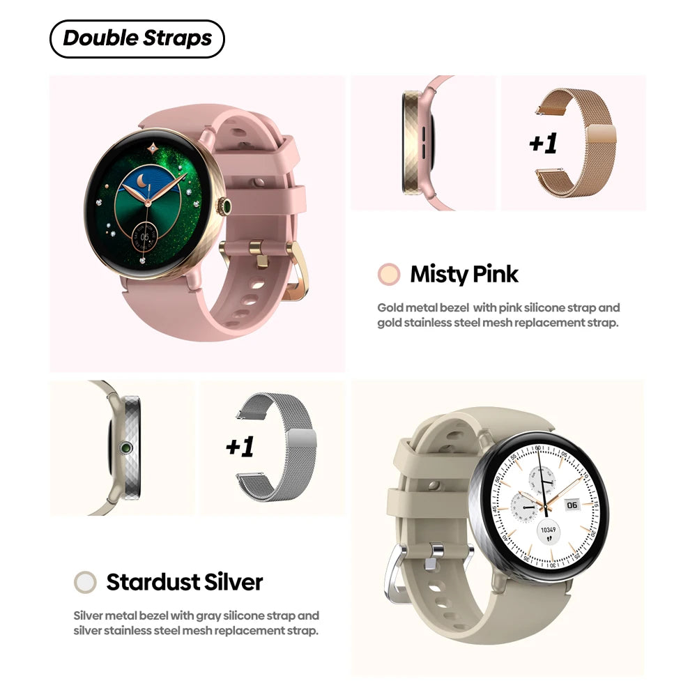 Moderne Damen Smartwatch 1,2" AMOLED mit Anruffunktion