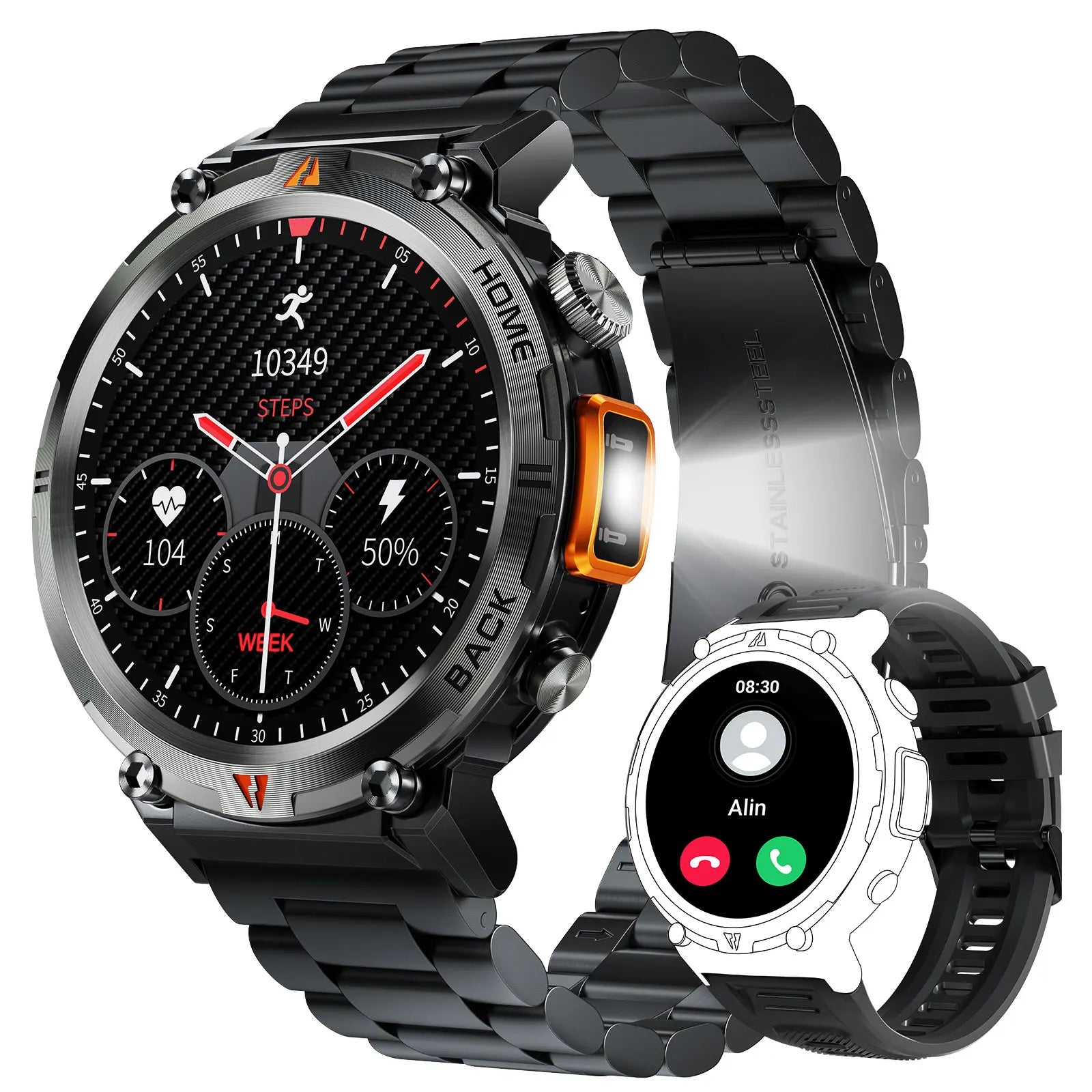 Elegante Smartwatch KE3 mit 3ATM Wasserschutz und Bluetooth-Anruf