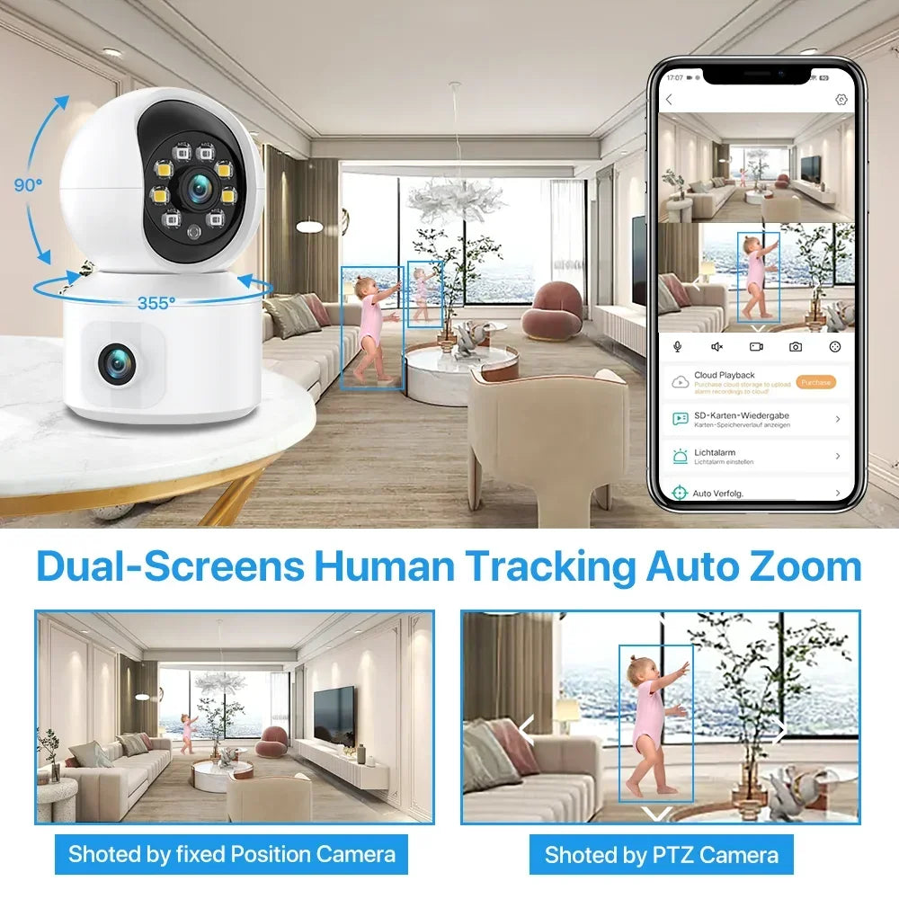 6MP Dual-Linse WLAN Kamera mit Auto-Tracking