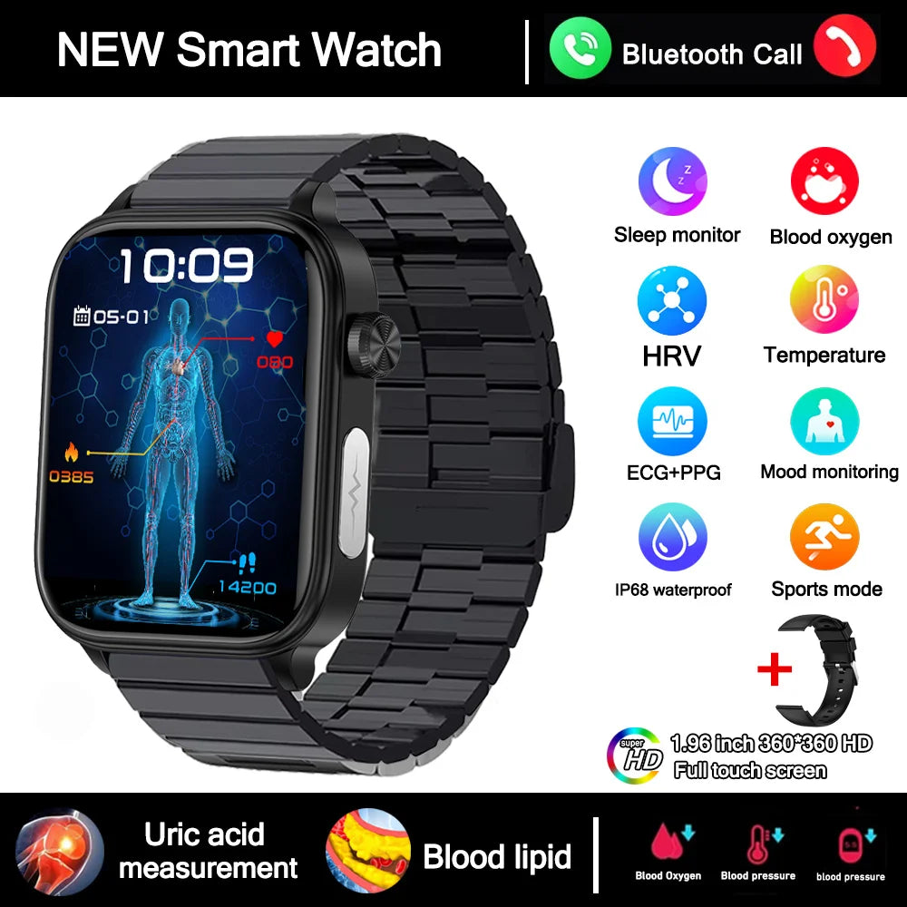 Smartwatch 2025 mit EKG, Harnsäure & Blutfette Analyse