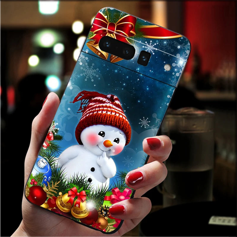 Soft Christmas TPU case for Google Pixel 8 and 9 series, shockproof, flexible, non-slip, durable, perfect fit, festive silicone case