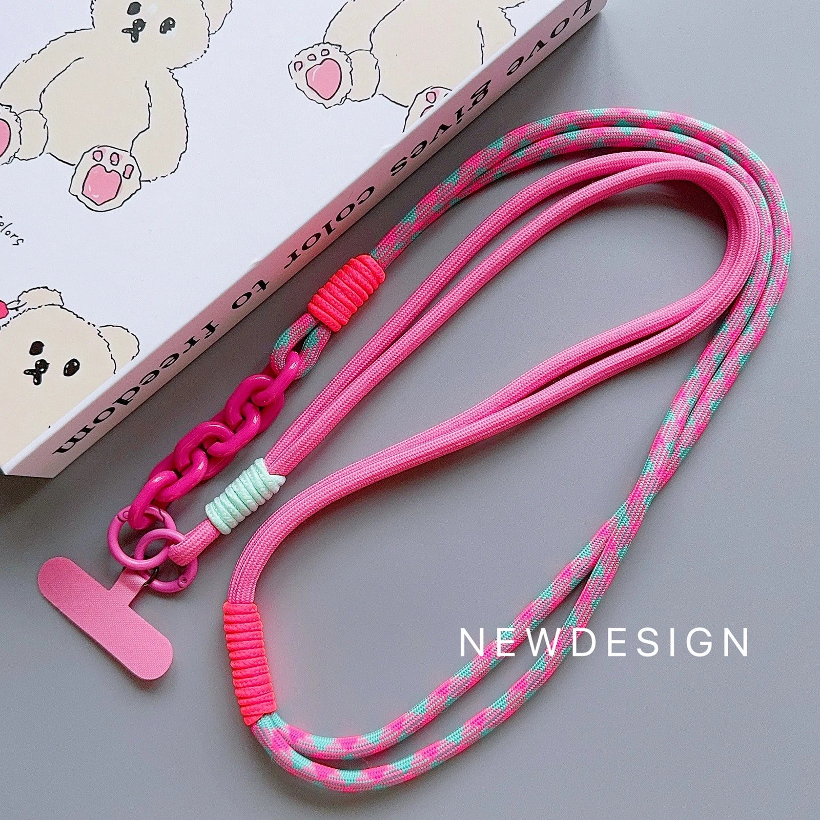 Verstellbares Leder-Handy-Lanyard mit Perlen