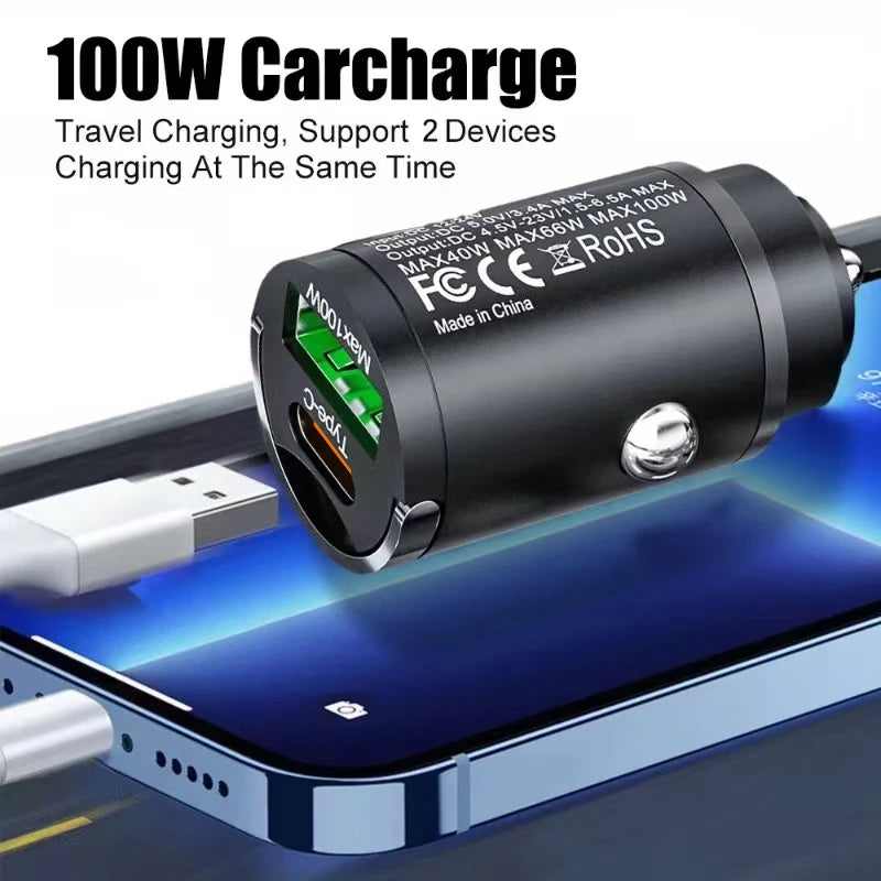 100W USB-C Autoladegerät Schnellladung Adapter