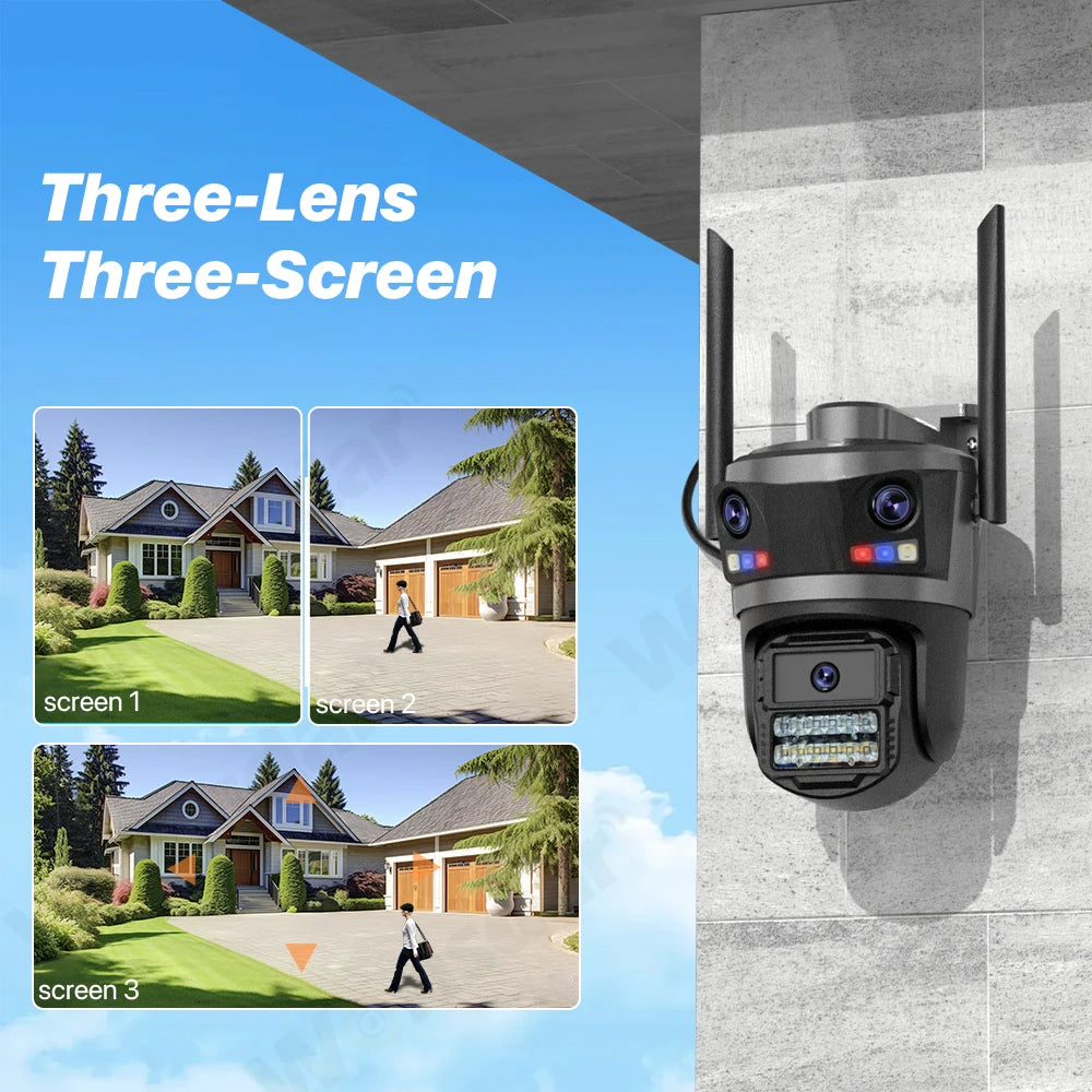 3-Linsen WLAN Außenkamera 12MP mit AI-Erkennung