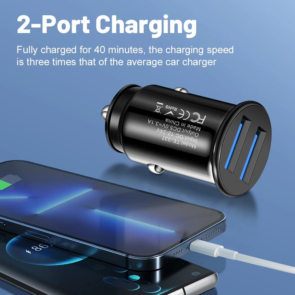 3,1 A Mini 2-Port USB Autoladegerät Typ C PD