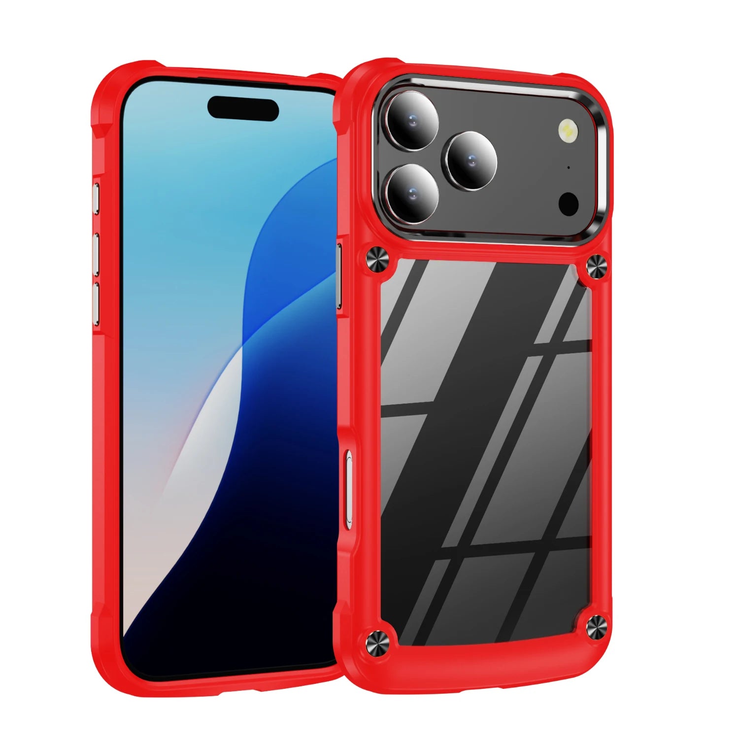 Transparente Militär-Hülle für iPhone 17 mit Metallrahmen