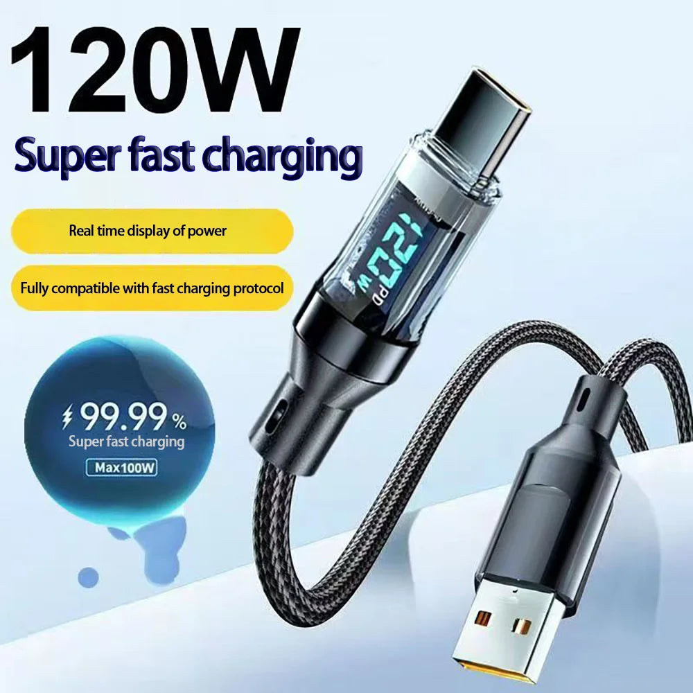 120W USB-C Ladekabel mit LED-Anzeige